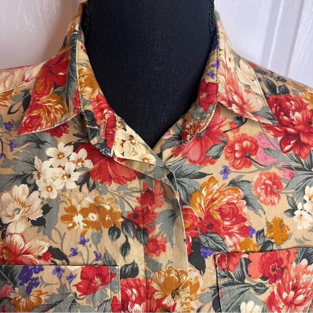 Orvis Floral Shirt S Made in USA Cotton Bold Garden Print Long Sleeve Button Up - Picture 4 of 10
